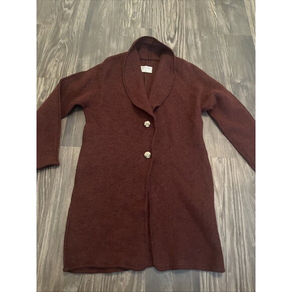 GEYSIR Iceland Women’s Icelandic Wool Sweater Cardigan Burgundy Red Size XL - Picture 2 of 11